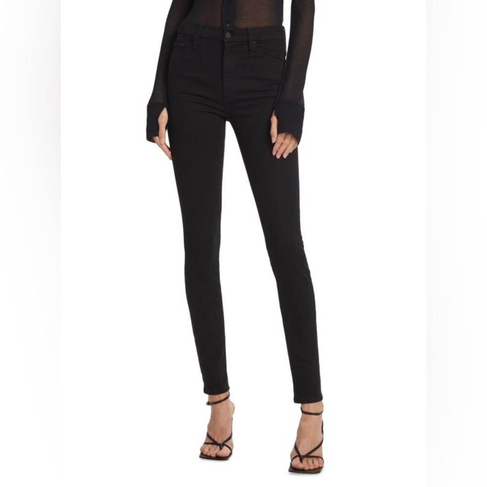 MOTHER Looker Skimp High Waisted Black Skinny Jeans